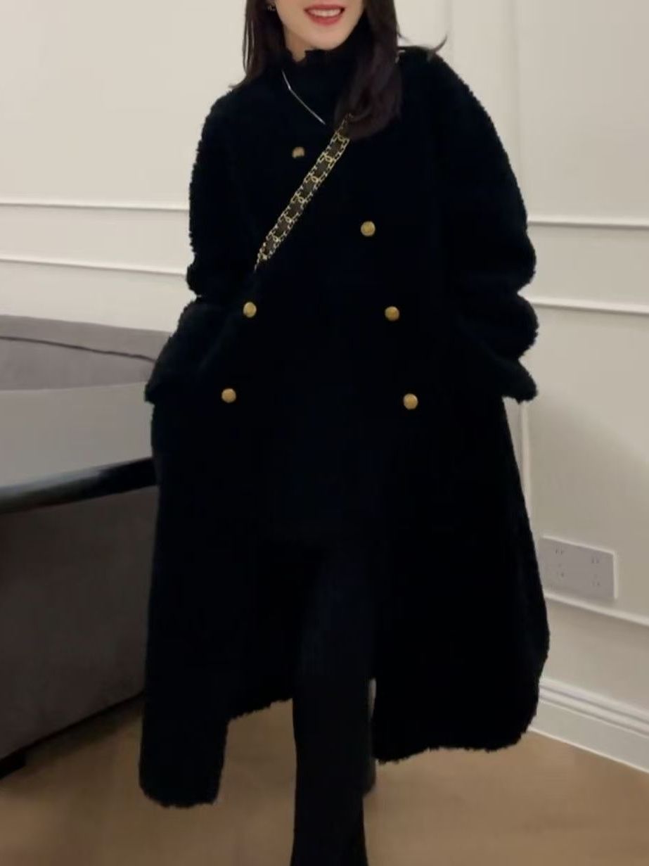 플러스 사이즈 중간 길이 양털 자켓 두꺼운 블랙 루즈핏 - Wool Coat Peacoat 리뷰 및 가격