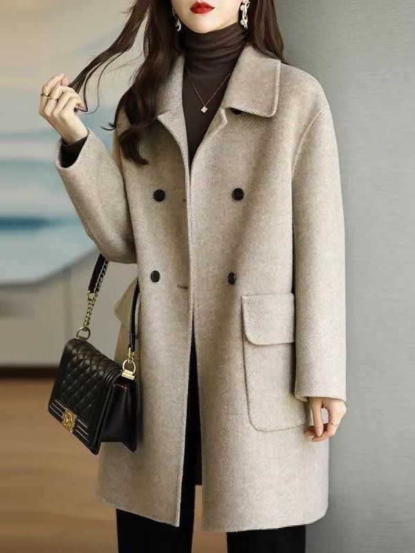 세련된 중간 길이 울 코트 한국 스타일 하이웨이스트 버 - Wool Coat Peacoat 리뷰 및 가격