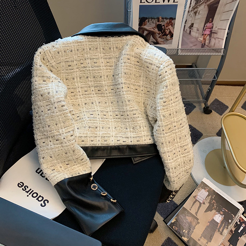 여성용 대비 스티칭 트위드 향기로운 바람 세트 재킷,  - Wool Coat Peacoat 리뷰 및 가격