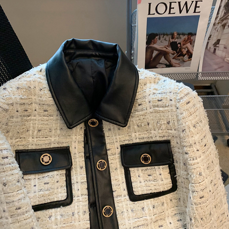 여성용 대비 스티칭 트위드 향기로운 바람 세트 재킷,  - Wool Coat Peacoat 리뷰 및 가격