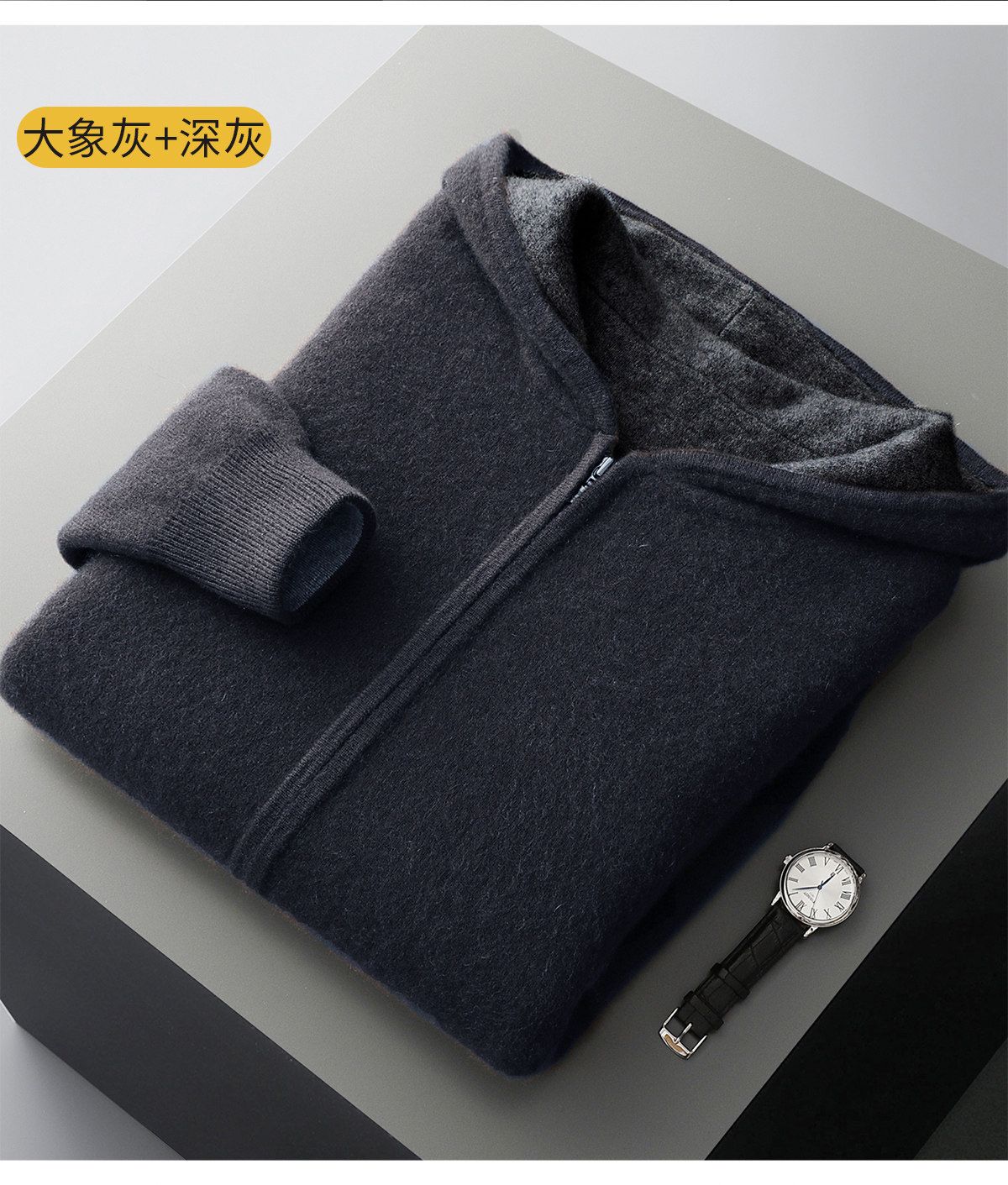 100% 순수 캐시미어 남성용 양면 후드 지퍼 가디건  - Wool Coat Peacoat 리뷰 및 가격
